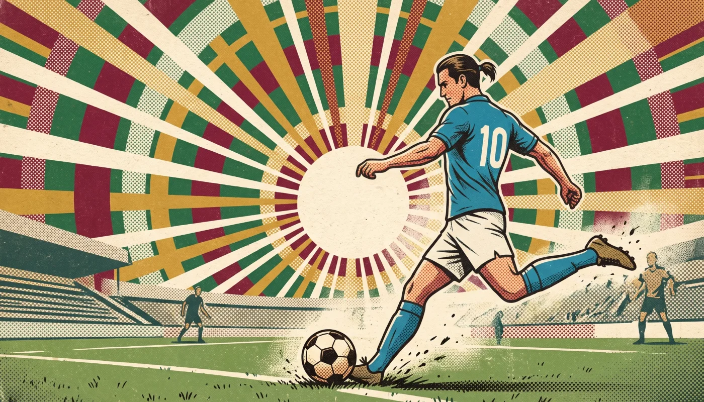 Roberto Baggio tarzı at kuyruklu 10 numaralı futbolcu serbest vuruş kullanırken